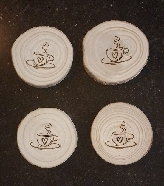 Onderzetterset koffietje met schors